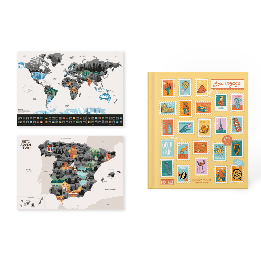 Pack Viajes: Libro Viajes + Mapa Mundi + Mapa España