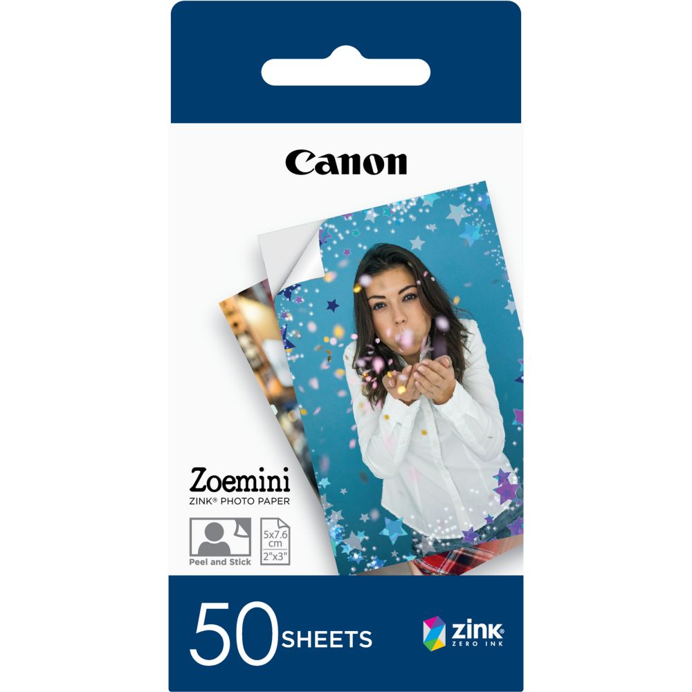 Hojas de papel fotográfico Zink , Compatible con Canon Zoemini S2 | 50 Hojas